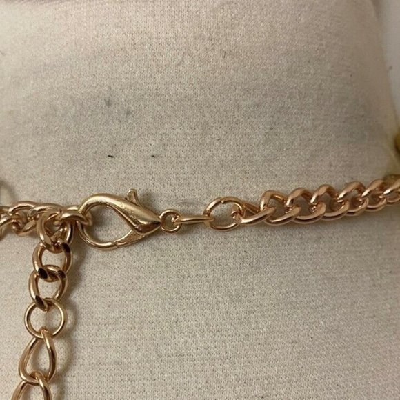 Gold Tone Faux Pearl & Crackle Beads Statement Bib Necklace - Picture 5 of 6